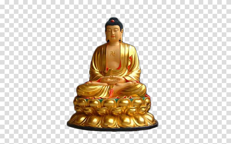 Golden Buddha Longer Sukhu0101vatu012bvyu016bha Su016btra Buddhahood Buddharupa Amitu0101bha, Great day gilded Buddha statues transparent background PNG clipart