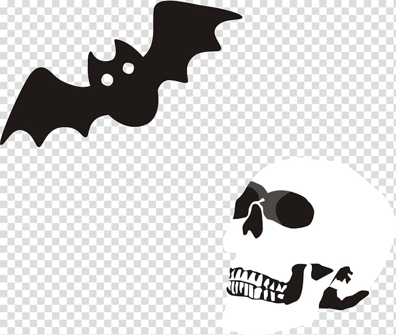 Microbat Black and white Euclidean , Skull with bat transparent background PNG clipart