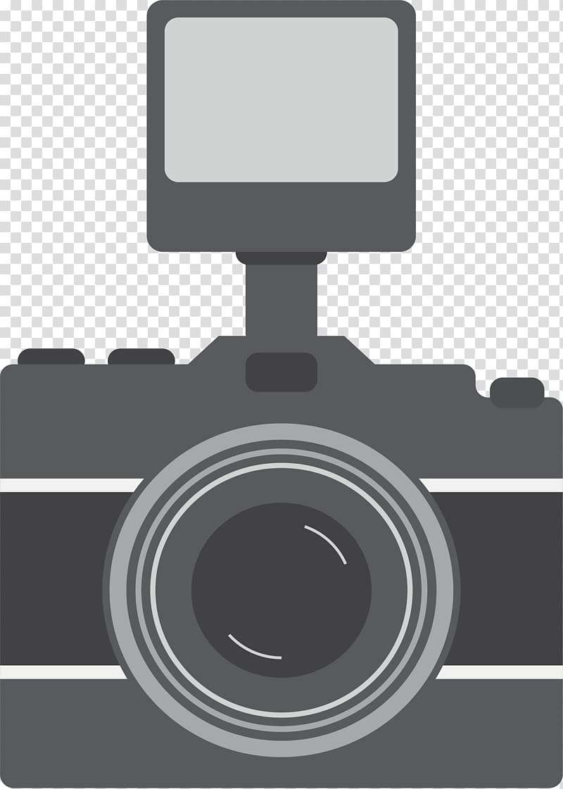 Digital camera Camera lens Single-lens reflex camera, Gray SLR camera transparent background PNG clipart