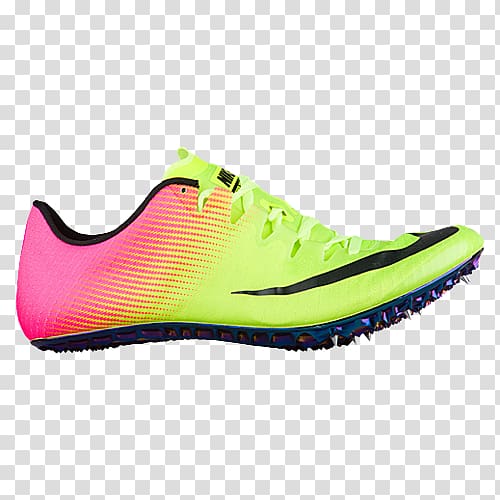 nike track spikes pink and yellow