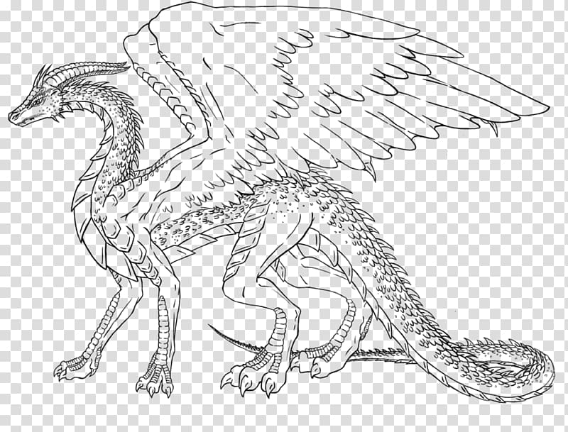 Line art Velociraptor Drawing Wildlife Fauna, ink dragon transparent background PNG clipart