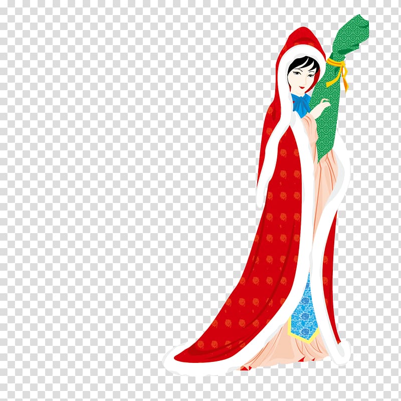 Four Beauties Illustration, An ancient woman holding a lute transparent background PNG clipart