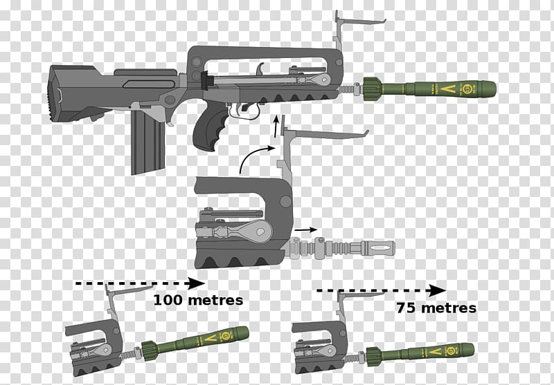 FAMAS Rifle grenade APAV40 Grenade launcher, machine gun transparent background PNG clipart