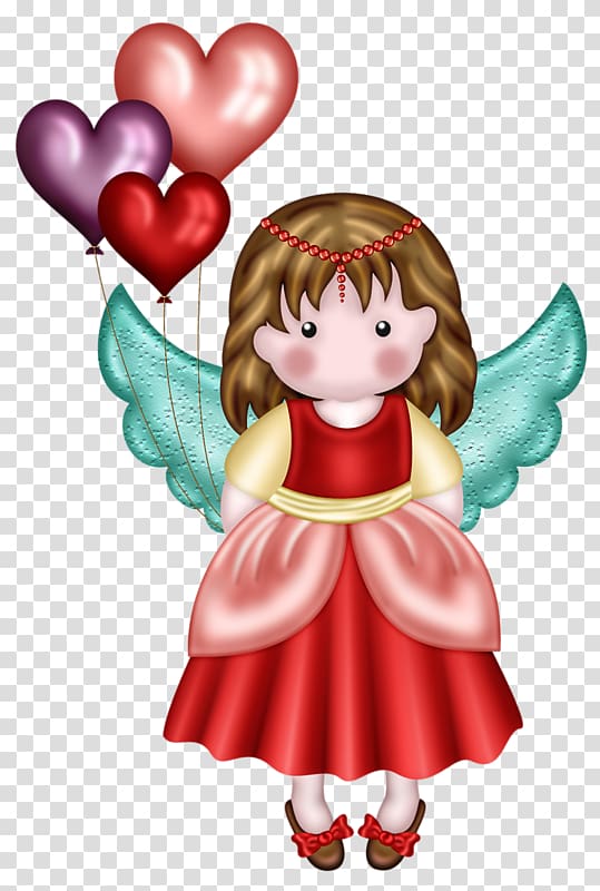 Angel Love Valentines Day Illustration, Love Angel Doll transparent background PNG clipart