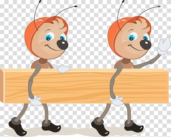Illustration, Cartoon ants wood material transparent background PNG clipart