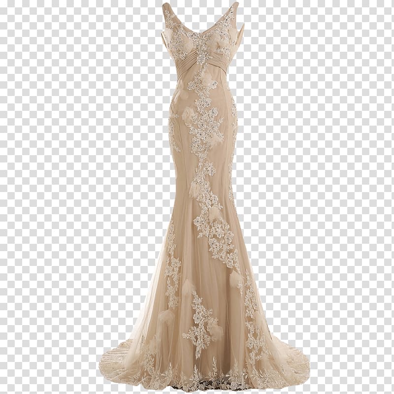 Wedding dress Evening gown Neckline, dress transparent background PNG clipart