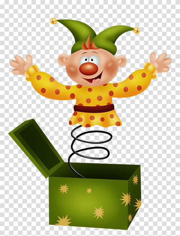 Clown Circus , Cartoon clown spring green gift box inside transparent background PNG clipart