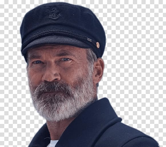 man wearing blue hat, Captain Birds Eye Portrait transparent background PNG clipart