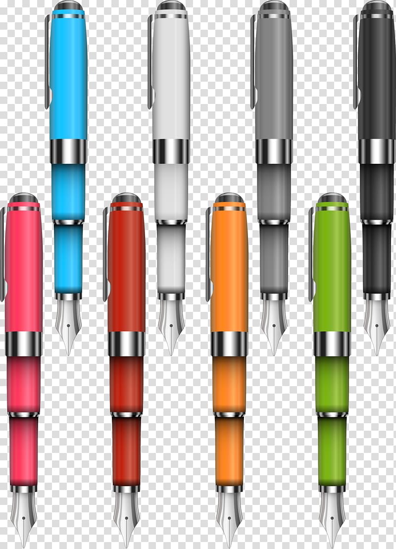 Ballpoint pen Stationery Fountain pen, material stationery color pen education transparent background PNG clipart