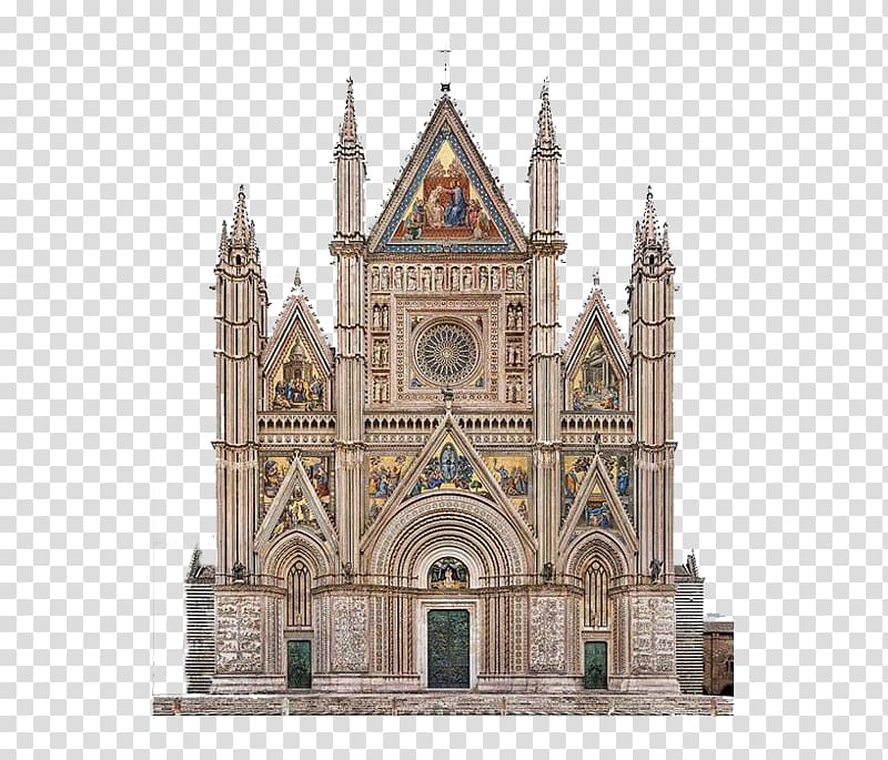 brown and red church illustration, Orvieto Cathedral Notre-Dame de Paris Facade Building, Foreign religious buildings Church transparent background PNG clipart
