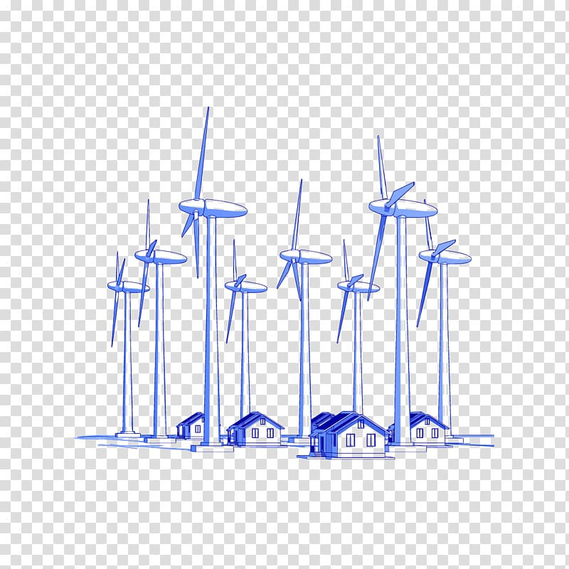 wind mill illustration, Wind power Energy Wind turbine, Creative pattern wind transparent background PNG clipart