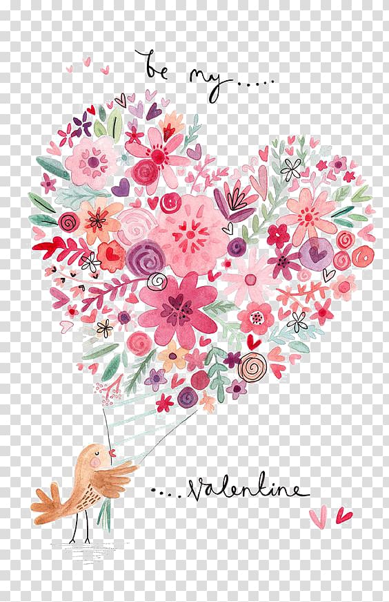 assorted flowers illustration, T-shirt Valentines Day Greeting card Illustrator Illustration, Love flowers transparent background PNG clipart