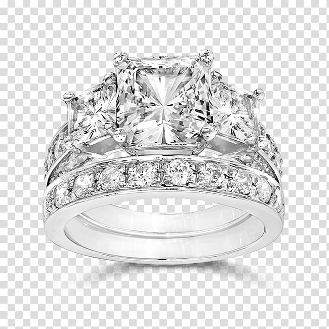 Engagement ring Wedding ring Diamond Princess cut, princess cut bridal sets transparent background PNG clipart