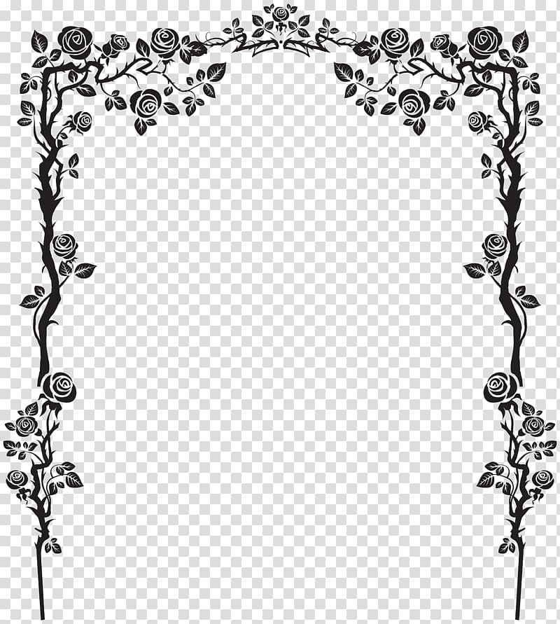 black french floral border transparent background PNG clipart