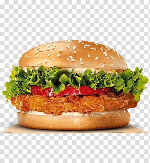 Hamburger Burger King grilled chicken sandwiches Cheeseburger, crispy chicken transparent background PNG clipart