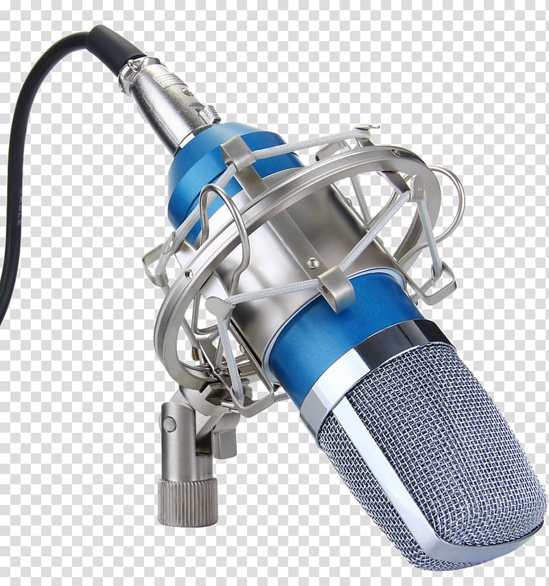 black and blue recording microphone, Microphone stand Shock mount Sound Recording and Reproduction Recording studio, Microphone Pic transparent background PNG clipart