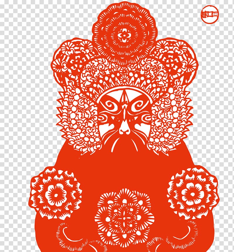 Chinese paper cutting Peking opera Papercutting Double Happiness, Facebook transparent background PNG clipart
