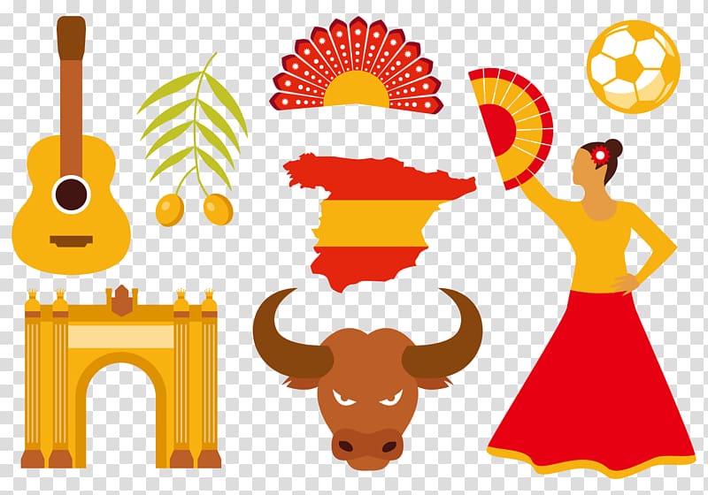 assorted-color-and-design artwork, Spain Icon, Spain folding fan transparent background PNG clipart