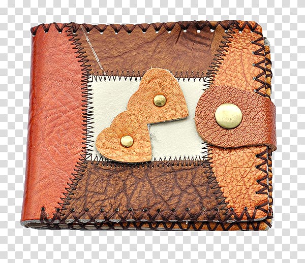 Wallet Leather Handbag , Love pattern leather short paragraph wallet transparent background PNG clipart