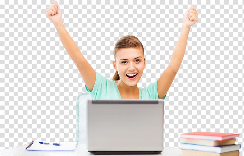 Laptop Student Happiness HP Pavilion, happy women transparent background PNG clipart