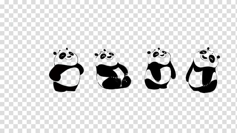four pandas , T-shirt Cartoon , Funny panda transparent background PNG clipart