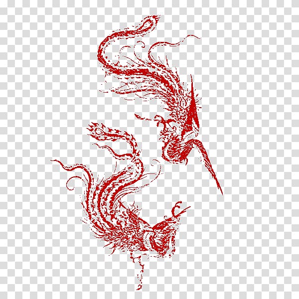 Papercutting Fenghuang Icon, Phoenix transparent background PNG clipart
