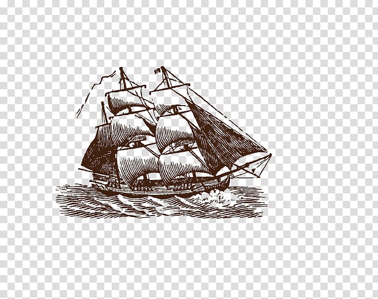 Sailing ship Tall ship Illustration, Hand-painted sailing boat transparent background PNG clipart