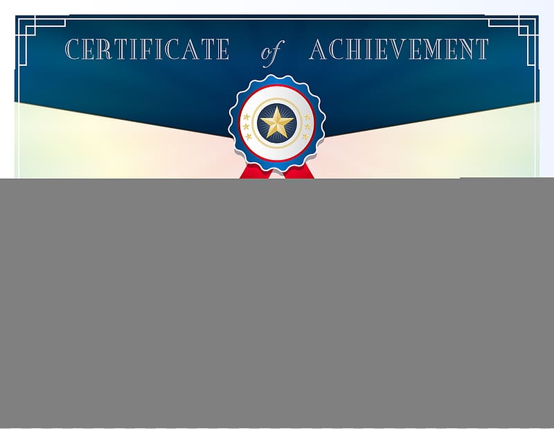 Certificate of Achievement illustration, Illustration, Blue Certificate Template transparent background PNG clipart