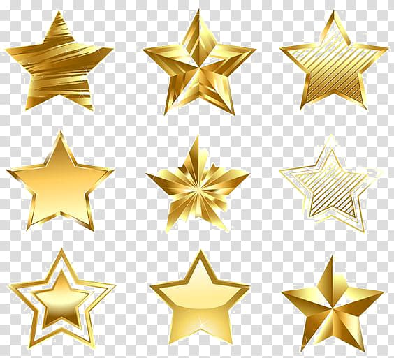 gold five-pointed star transparent background PNG clipart