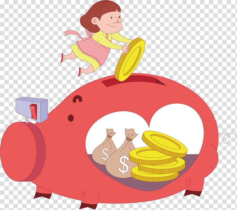 Personal finance Investment Bank, Red piggy bank transparent background PNG clipart