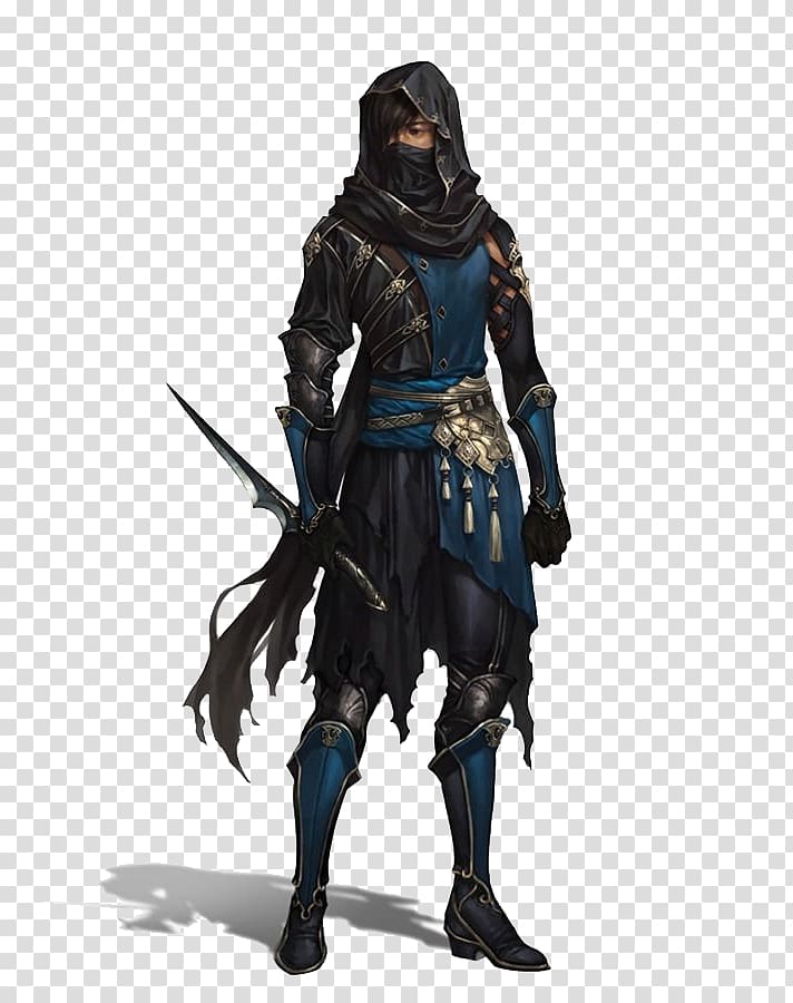 man wearing black and blue ninja costume, Thief Fantasy Anima Role-playing game, dungeons and dragons transparent background PNG clipart