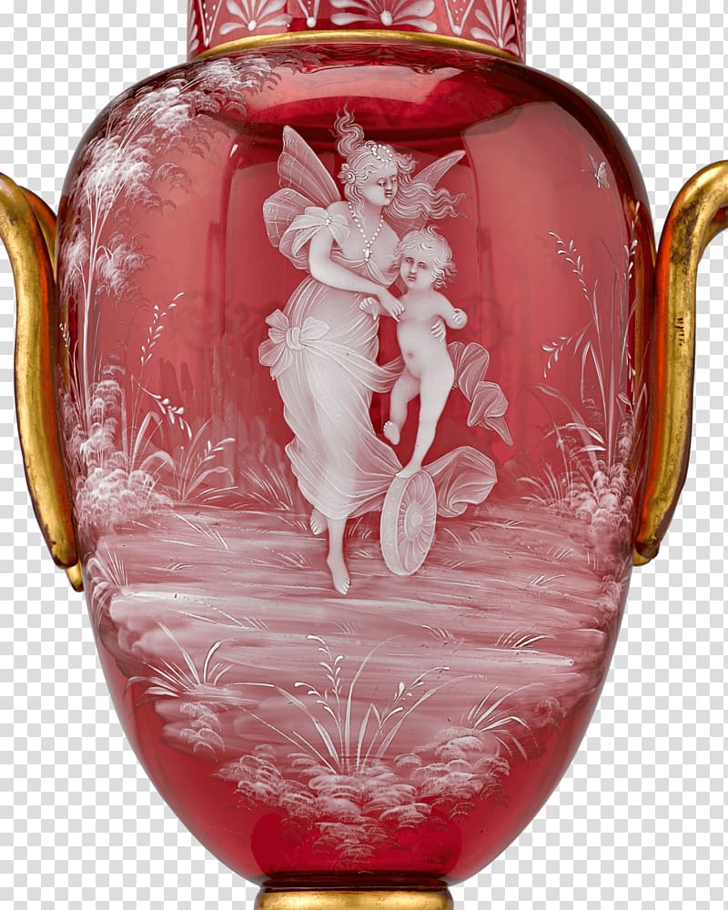 Vase Cranberry glass Glass art Glass engraving, vase transparent background PNG clipart