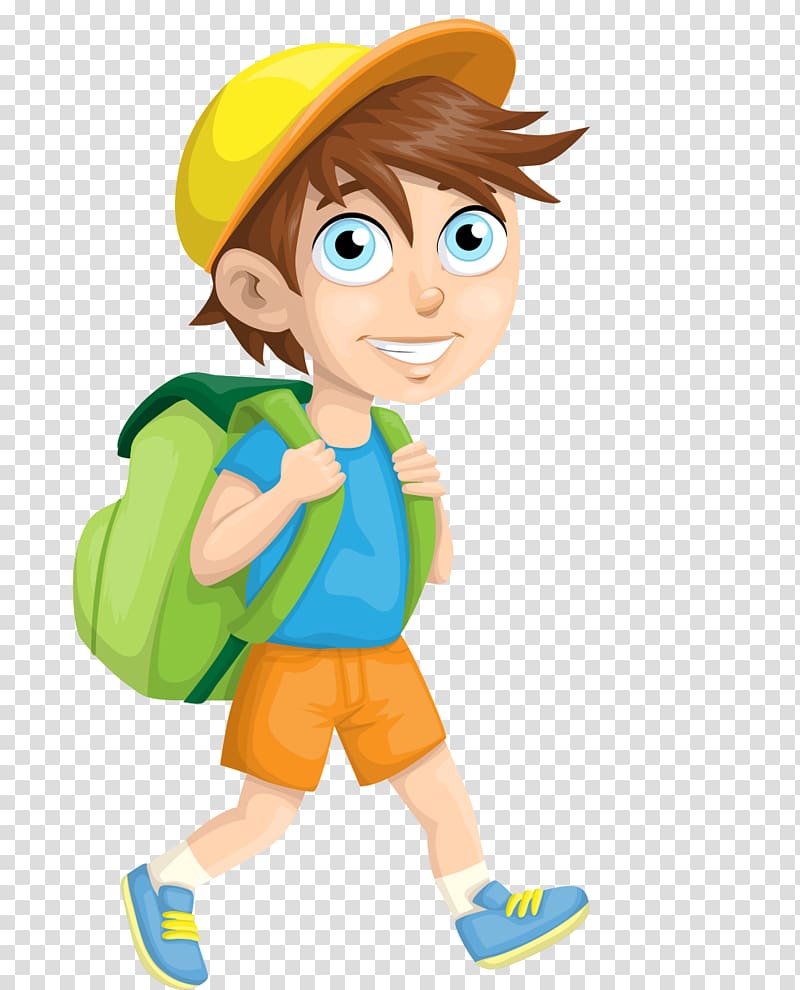 red-haired boy wearing blue shirt and backpack illustration, Student School Child, School boy transparent background PNG clipart
