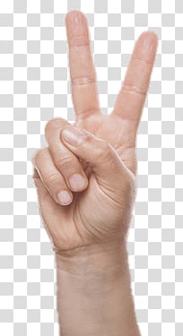 right human hand with peace sign, Finger Counting Two Copy transparent background PNG clipart