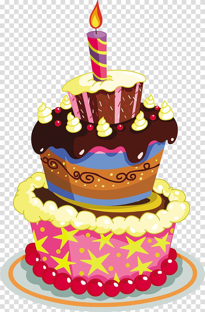 brown and pink 3-layered cake, Birthday cake Wedding cake, happy Birthday transparent background PNG clipart