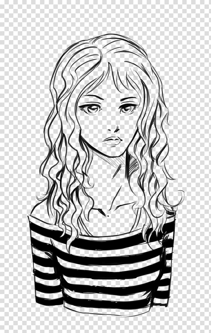 Line art Drawing Face Hair, crazy girl transparent background PNG clipart