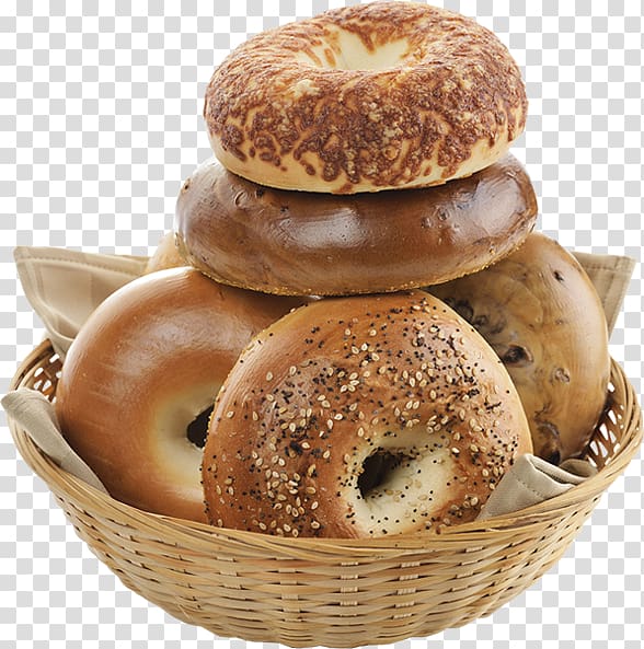 baked doughnut in basket, Bagel Lox Bread, Bagels transparent background PNG clipart