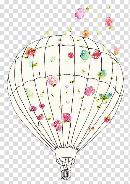 white and multicolored floral hot air balloon illustration, Flight Hot air balloon Illustration, hot air balloon transparent background PNG clipart
