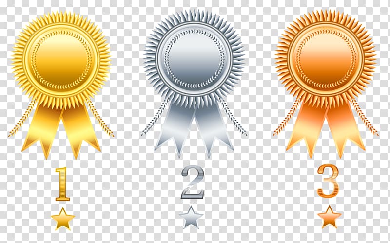 Apps for Development Competition Ribbon Rosette , Gold Silver Copper Rosette Prizes Set, three gold, silver, and bronze ribbons transparent background PNG clipart