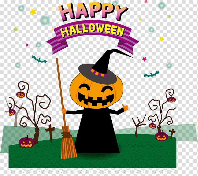 Ghostface Halloween Poster Illustration, Black pumpkin sorcerer transparent background PNG clipart