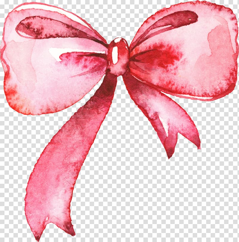red ribbon illustration, Watercolor painting , Hand-painted bow transparent background PNG clipart