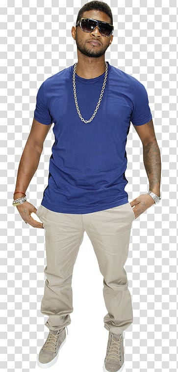 T-shirt Shoulder Sleeve Celebrity Cutouts Usher Life Size Cutout Jeans, T-shirt transparent background PNG clipart
