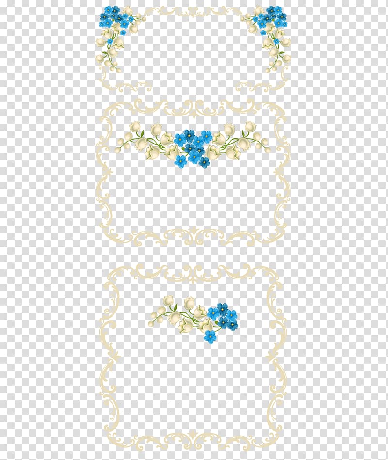 yellow and blue floral scroll frame , Euclidean Wedding, Blue flower wedding frame material transparent background PNG clipart