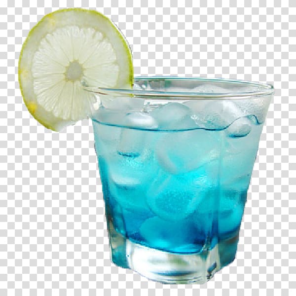 cocktail filled rock glass, Blue Hawaii Vodka tonic Soft drink Cocktail Juice, Lemon slice of blue curacao soda transparent background PNG clipart