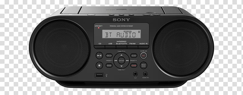 Boombox Sony Portable CD player FM broadcasting Compact disc, sony transparent background PNG clipart