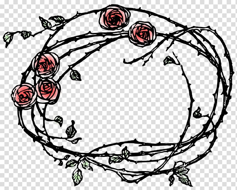 Thorns, spines, and prickles Rose Drawing , teal frame transparent background PNG clipart