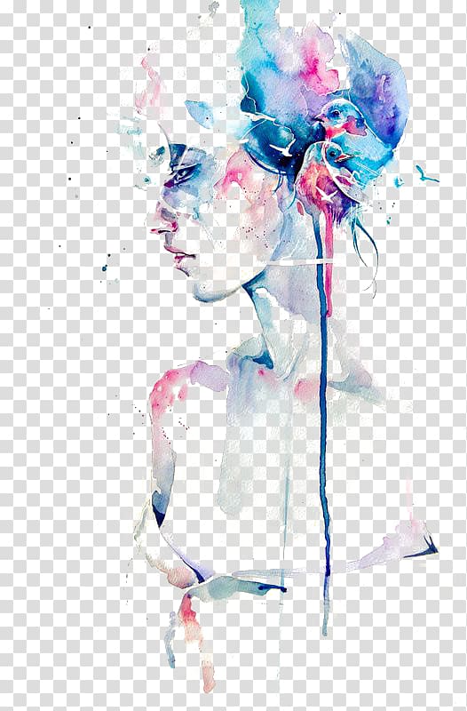 Watercolor painting Drawing Portrait Art, Girls Avatar, woman abstract illustration transparent background PNG clipart