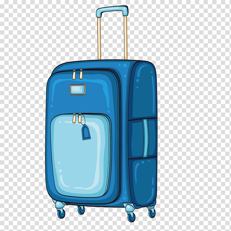 Hand luggage Train Baggage Travel, Blue luggage transparent background PNG clipart