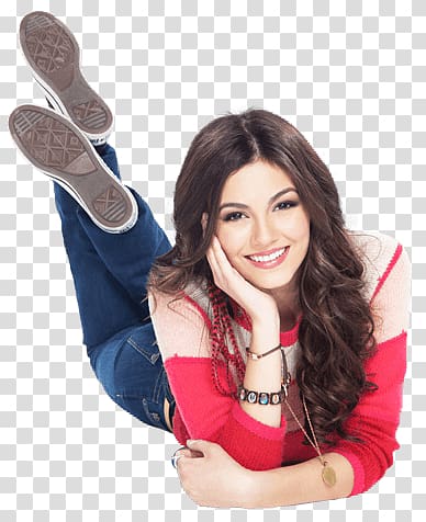woman lying down white resting hand on chick, Victoria Justice Lying Down transparent background PNG clipart