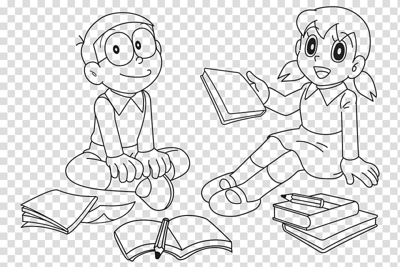 Free: Coloring book Doraemon Black and white Drawing - nobita and shizuka  drawing - nohat.cc